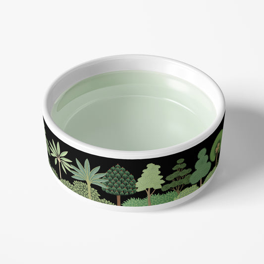 Tropical Mughal Garden Pet Bowl, Ceramic, Black & Green