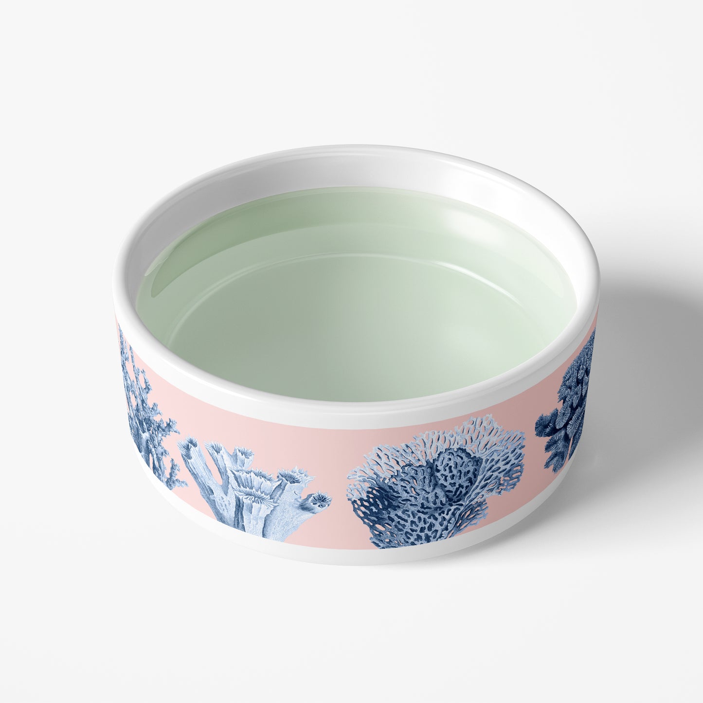 Blue Ocean Coral Pet Bowl, Ceramic, Pink