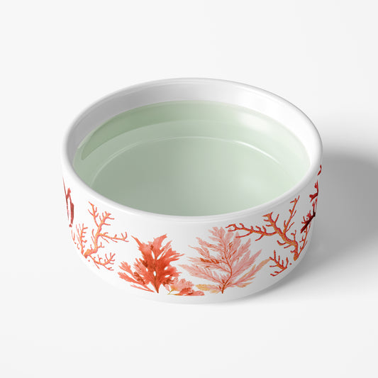 Coral Reef Pet Bowl, Ceramic, White