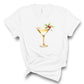 Gorgeous champagne cocktail is printed on this white or black tshirt. Great holiday season shirt to wear.