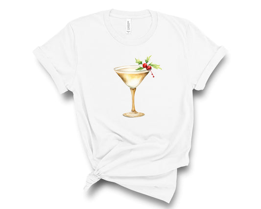 Gorgeous champagne cocktail is printed on this white or black tshirt. Great holiday season shirt to wear.