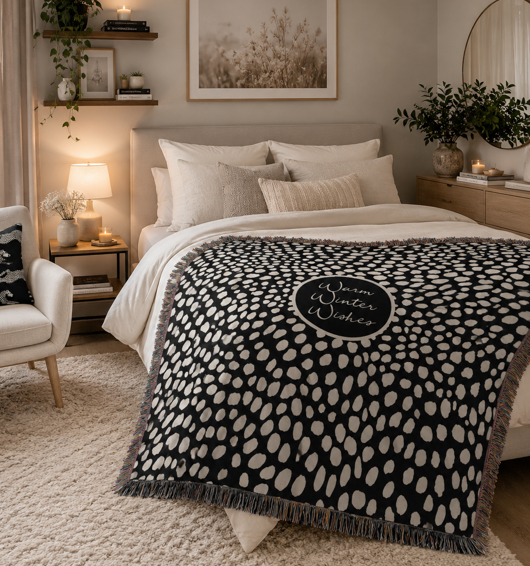Personalized Woven Throw Blanket, Cheetah Spots, 100% Cotton – Multi Chic