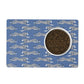 Glam cheetah print is printed on this blue pet feeding mat.