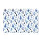 Pet Feeding Mat, Modern Chinoiserie, Blue and White, 12" x 18"