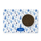 Modern chinoiserie blue and white pet feeding mat personalized with any name, word or phrase.