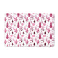 Pet Feeding Mat, Modern Chinoiserie, Pink and White, 12" x 18"