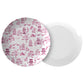 Chinoiserie Toile Dinner Plate, Pink and White, Luxury Plastic, Choose Single or Set