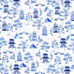 Chinoiserie Toile Table Runner, Blue and White