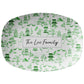 Oval platter with a chinoiserie toile pattern in green and white personalized with any name or word.