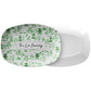 Personalized Serving Platter, Chinoiserie Toile, Green and White, Luxury Plastic
