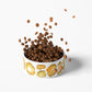 Non-tipping pet food bowl is made of white ceramic and has a yellow citrine jewel print