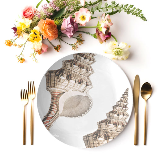 Conch Sea Shell Print Plastic Modern Plate Set