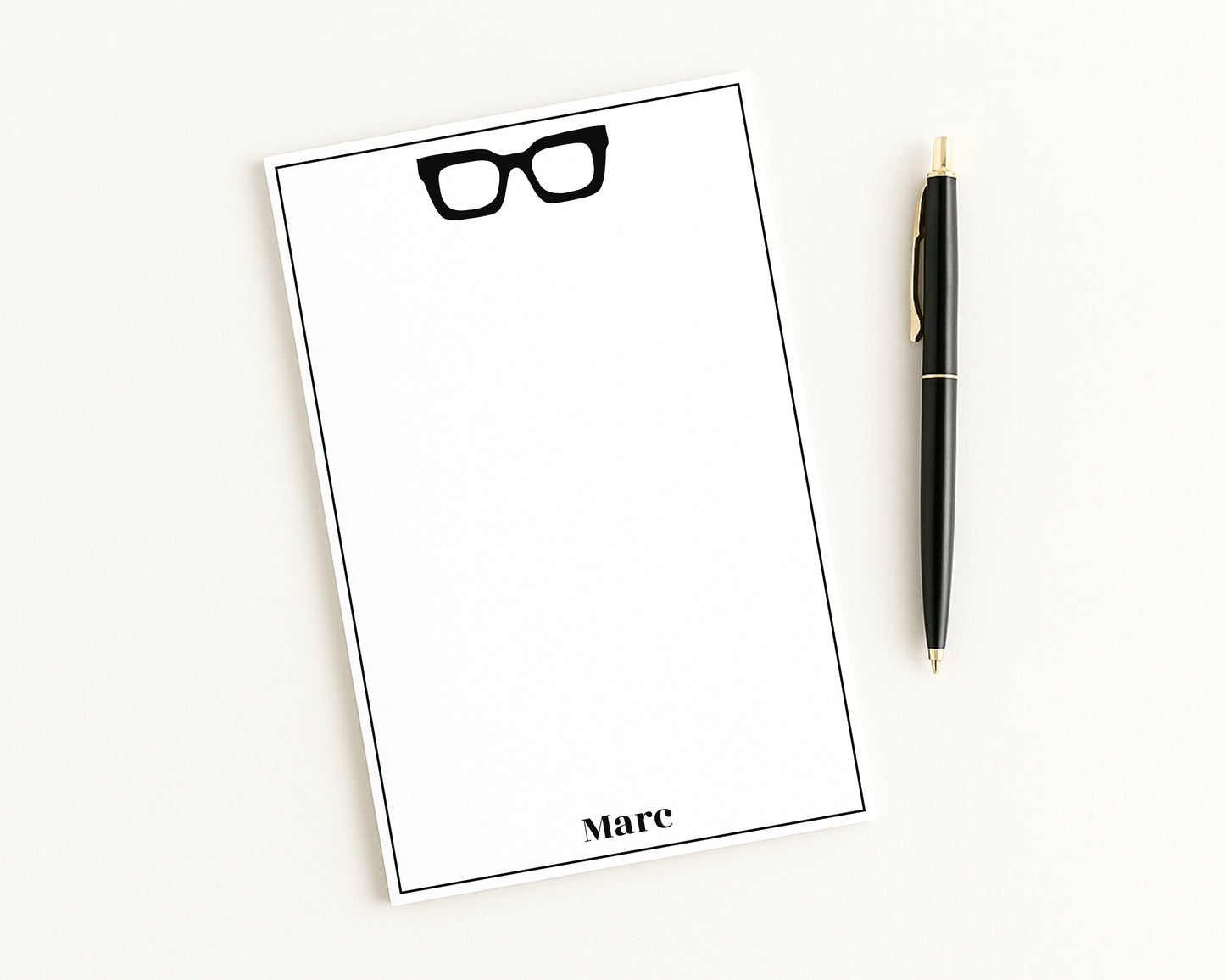 Personalized Notepad with Chunky Square Eyeglasses Design, Custom Notepad Stationery