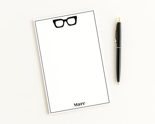 Personalized Notepad with Chunky Square Eyeglasses Design, Custom Notepad Stationery