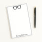 Personalized Notepad with Black Oversized Eyeglasses Design, Custom Notepad Stationery Gift