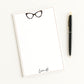 Personalized Notepad with Tortoiseshell Cat Eye Eyeglasses Design, Custom Notepad Stationery Gift