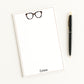 Personalized Notepad with Tortoiseshell Oversized Eyeglasses Design, Custom Notepad Stationery Gift