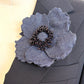 Blue Denim Flower Pin, Handmade Wild Rose Brooch, 4.5"D