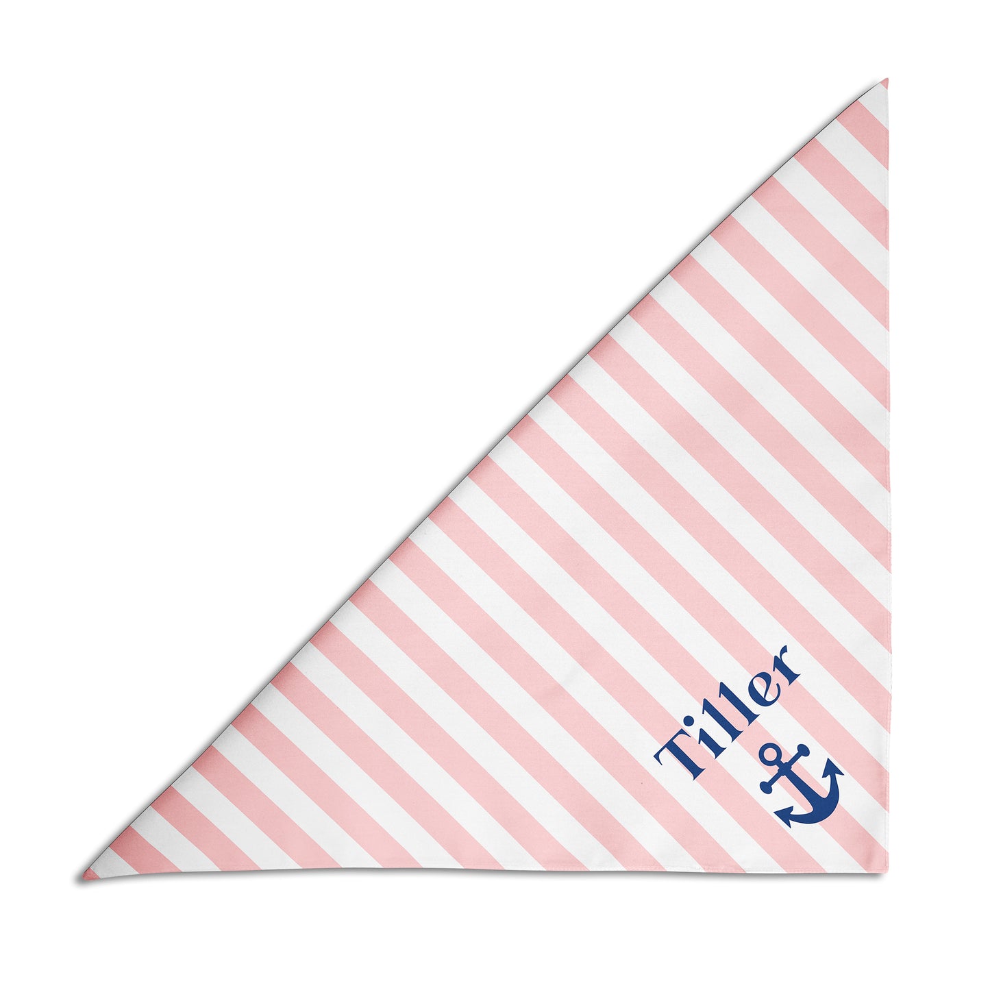 Nautical Stripe & Anchor Personalized Dog Bandana, Custom Pet Bandana, Pink & White