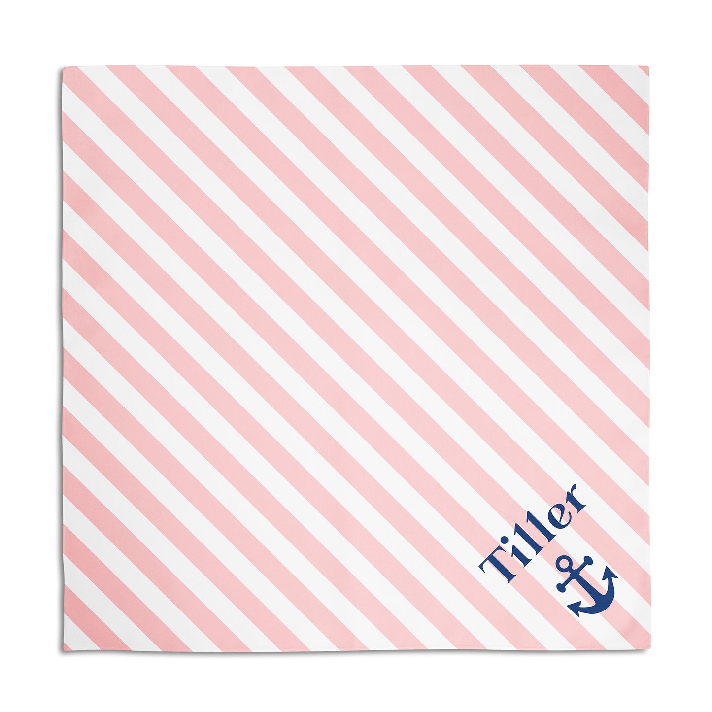 Nautical Stripe & Anchor Personalized Dog Bandana, Custom Pet Bandana, Pink & White