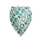 Aquamarine Gemstone Print Personalized Dog Bandana, Aqua Blue, Gold & White
