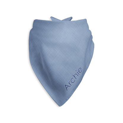 Chambray Look Personalized Dog Bandana, Custom Pet Bandana, Blue