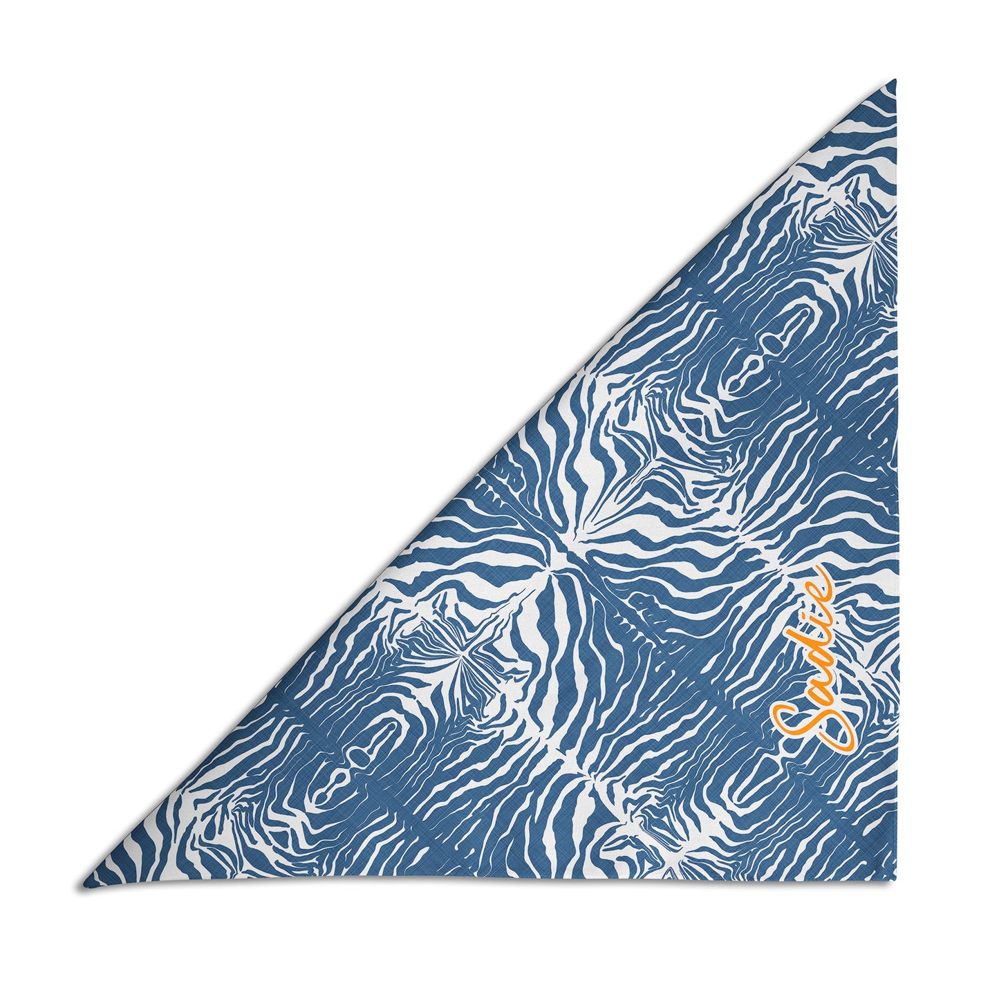 Zebra Print Personalized Dog Bandana, Custom Pet Bandana, Denim Blue & White