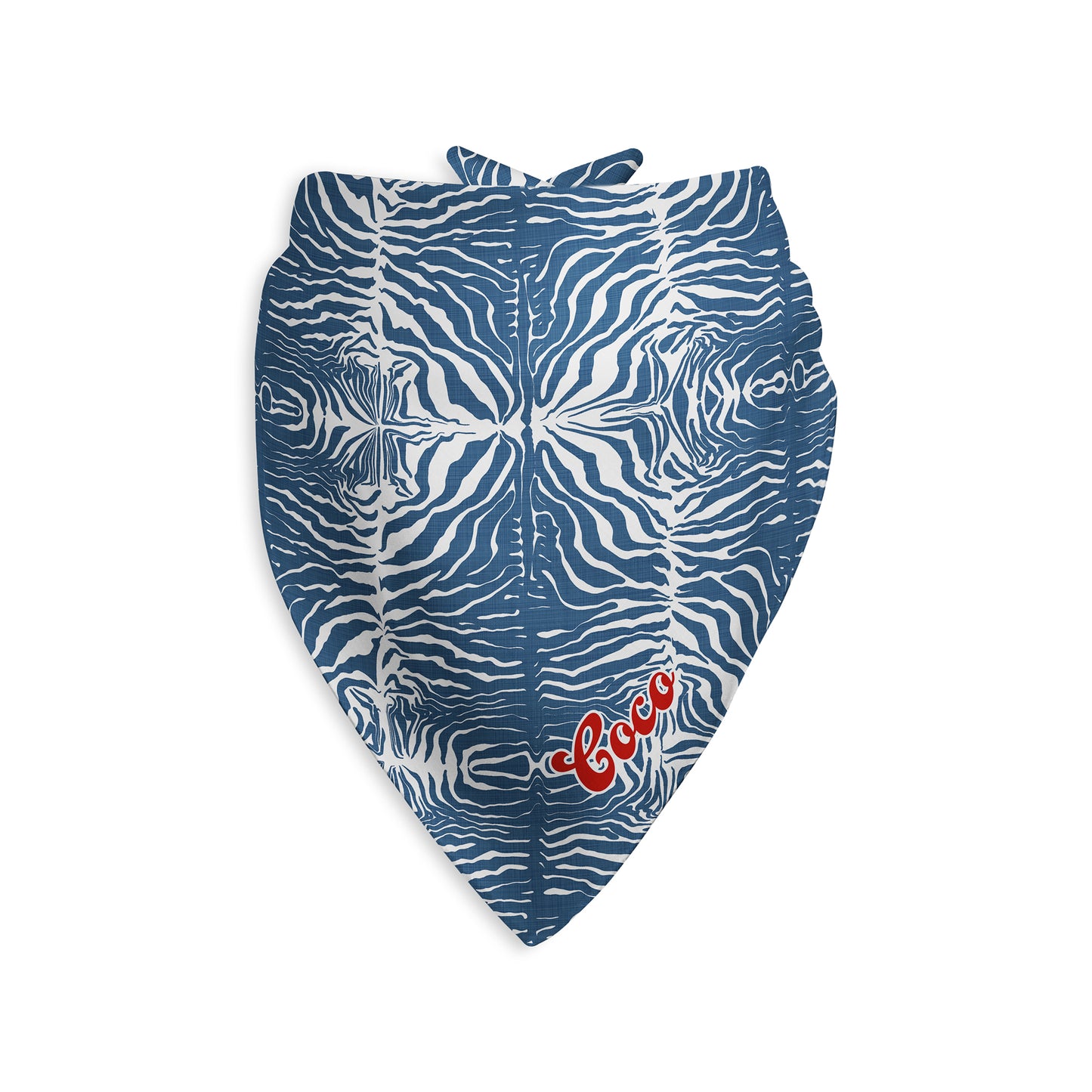Zebra Print Personalized Dog Bandana, Custom Pet Bandana, Denim Blue & White