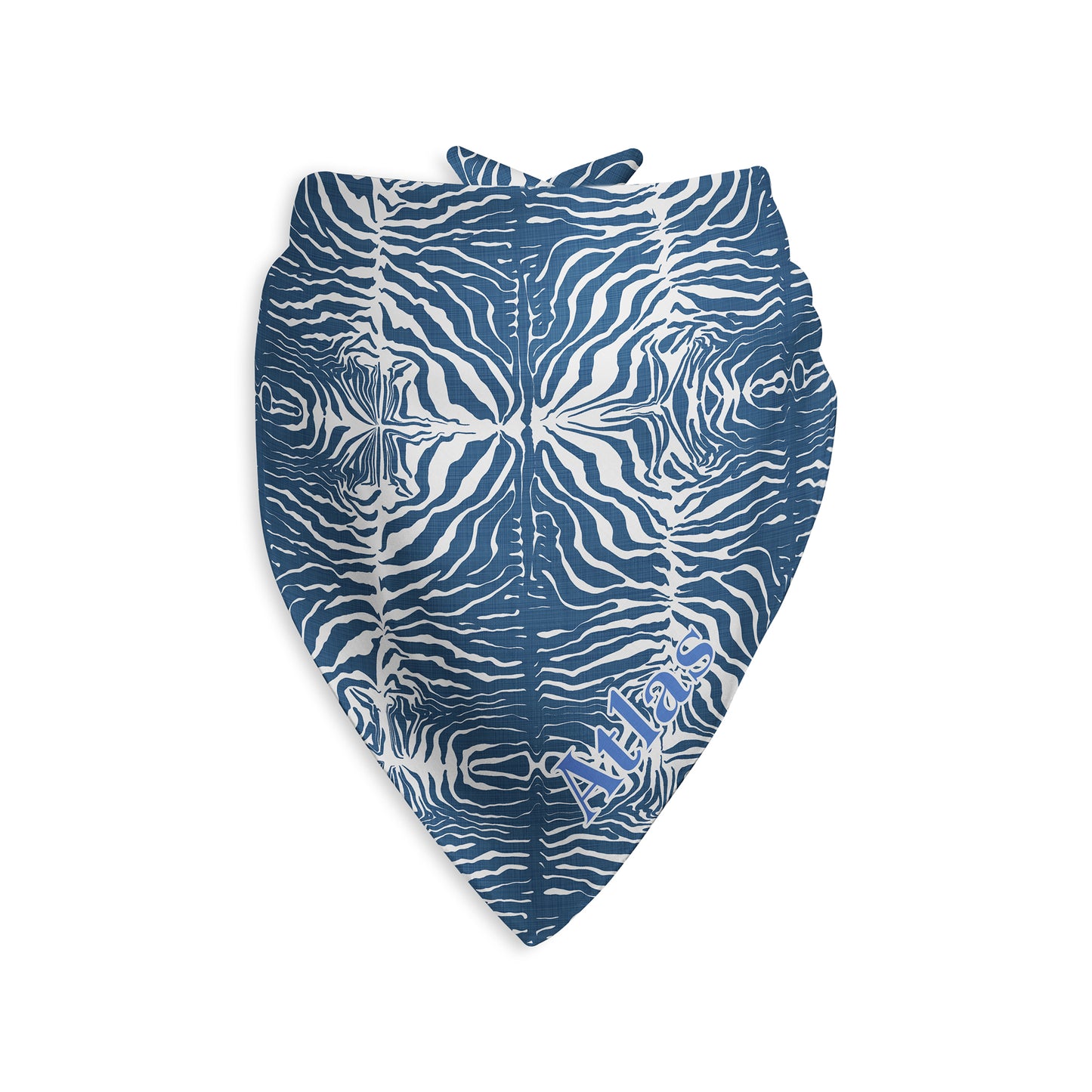 Zebra Print Personalized Dog Bandana, Custom Pet Bandana, Denim Blue & White