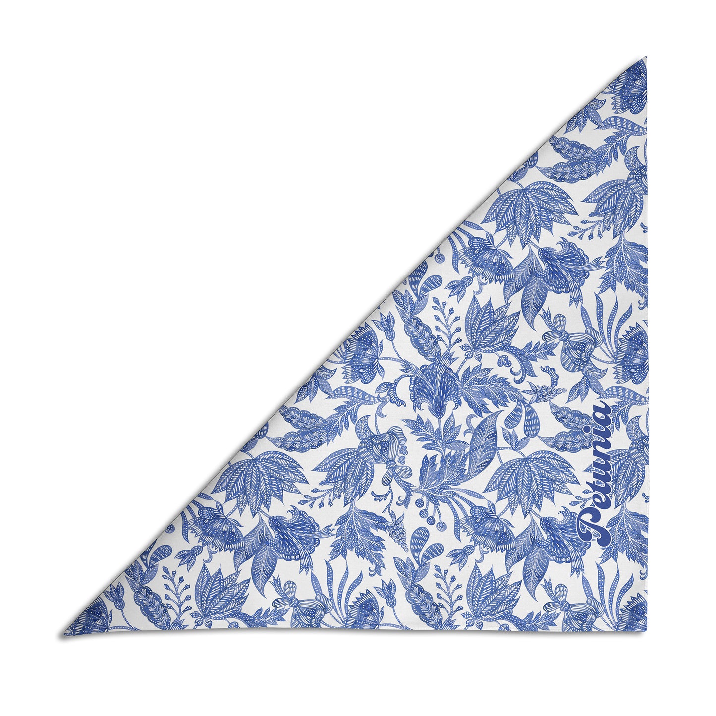 Floral Batik Personalized Dog Bandana, Custom Pet Bandana, Blue & White