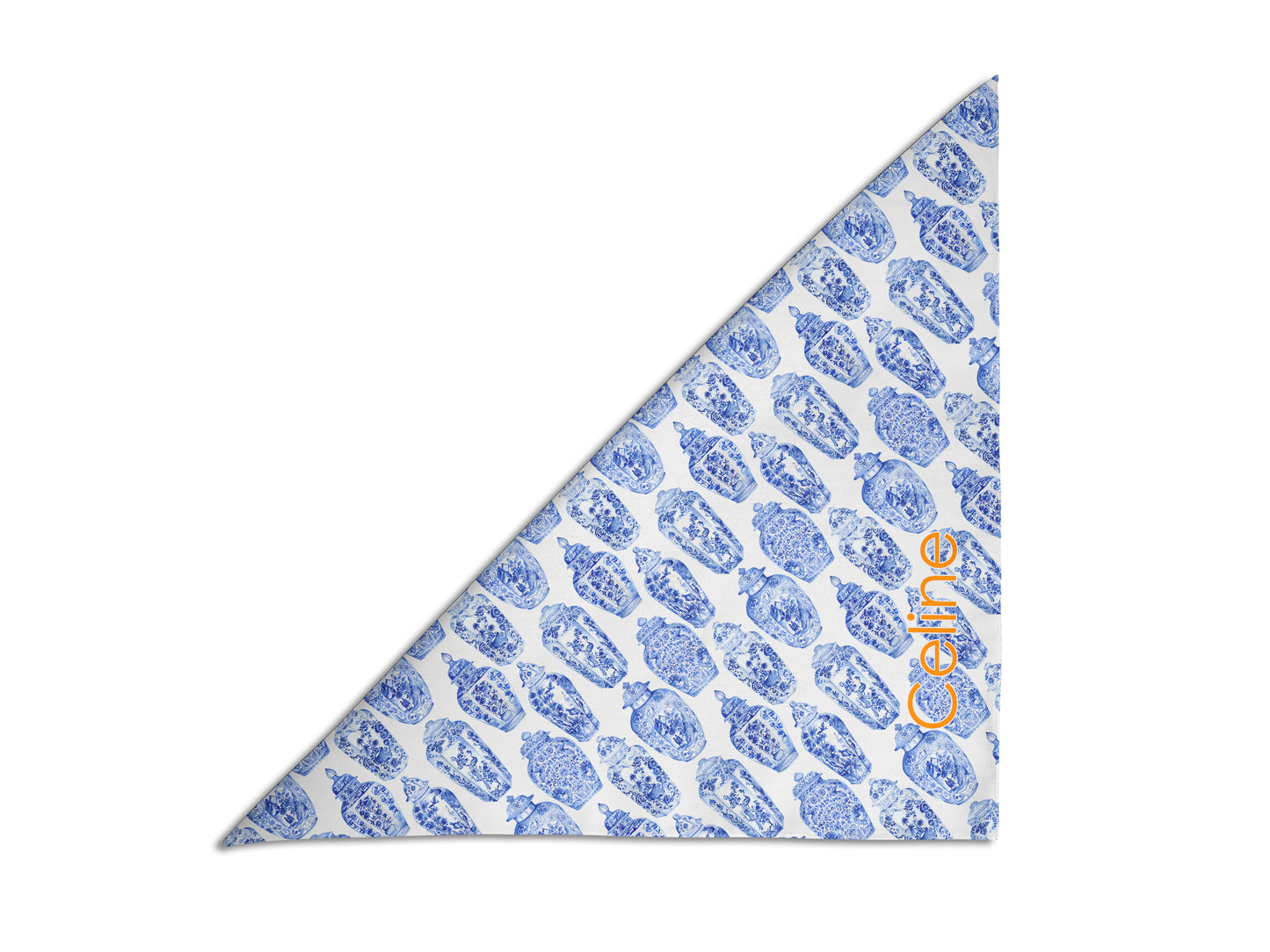 Chinoiserie Ginger Jars Personalized Dog Bandana, Custom Pet Bandana, Blue & White