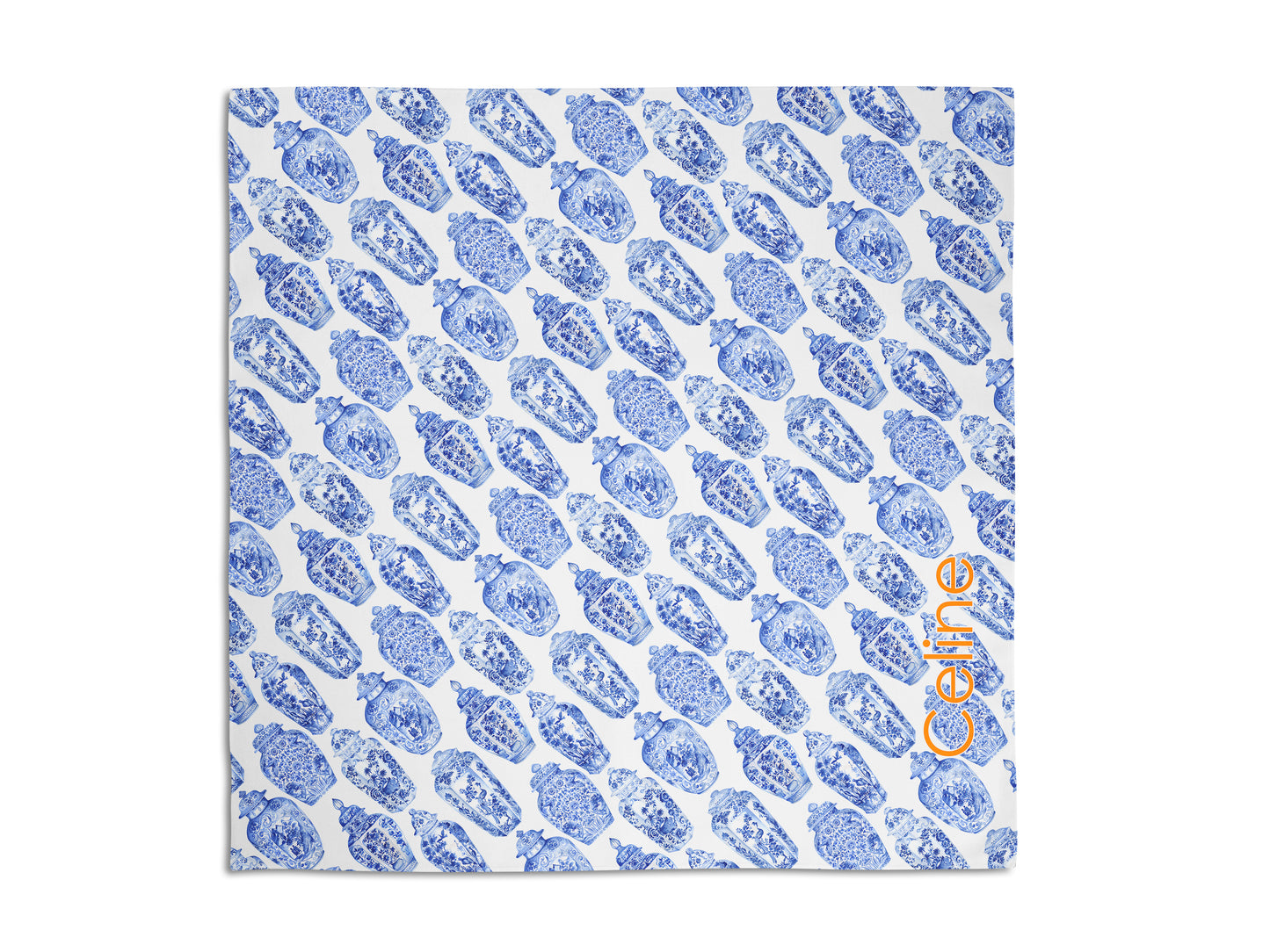 Chinoiserie Ginger Jars Personalized Dog Bandana, Custom Pet Bandana, Blue & White