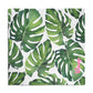 Tropical Leaves Personalized Dog Bandana, Custom Pet Bandana, Green & White