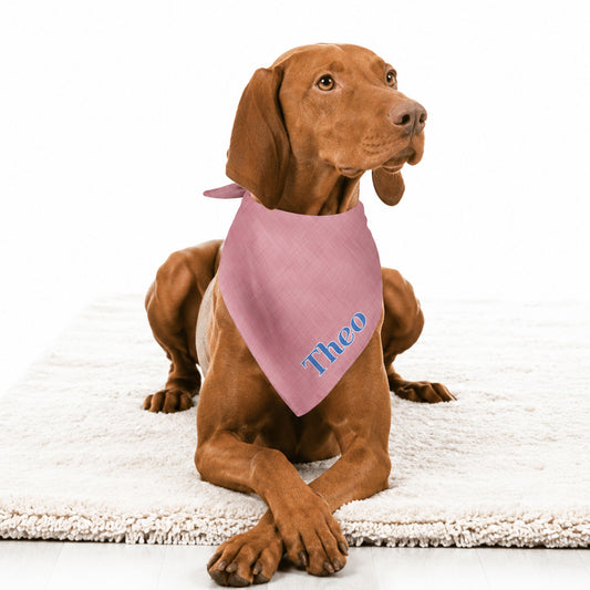 Chambray Look Personalized Dog Bandana, Custom Pet Bandana, Red