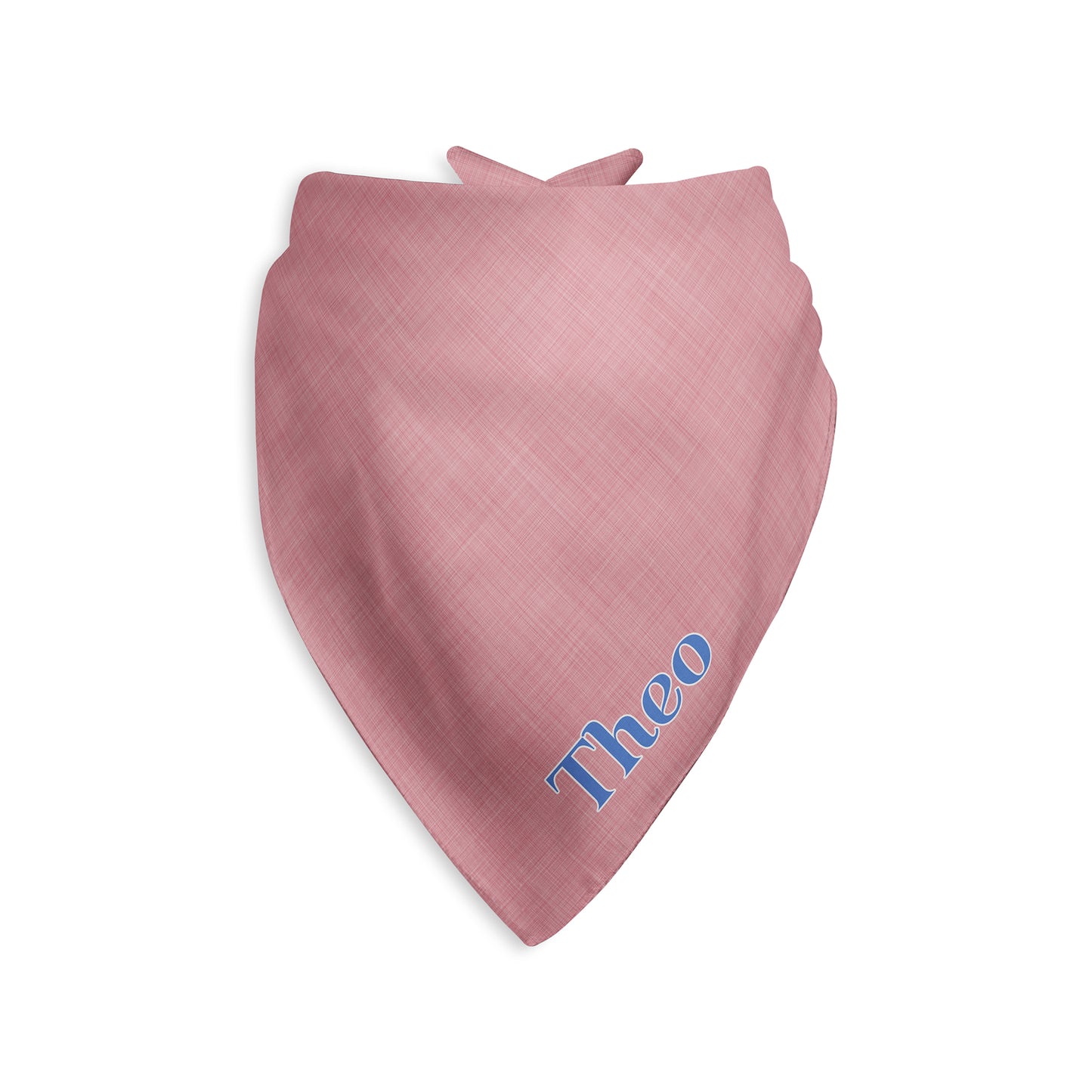 Red Chambray personalized dog  bandana with custom pet name on a white background