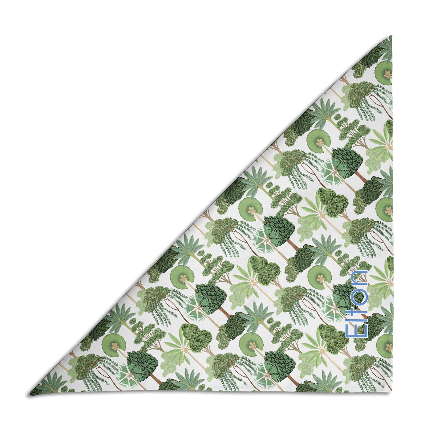 Tropical Trees Personalized Dog Bandana, Custom Pet Bandana, Green & White