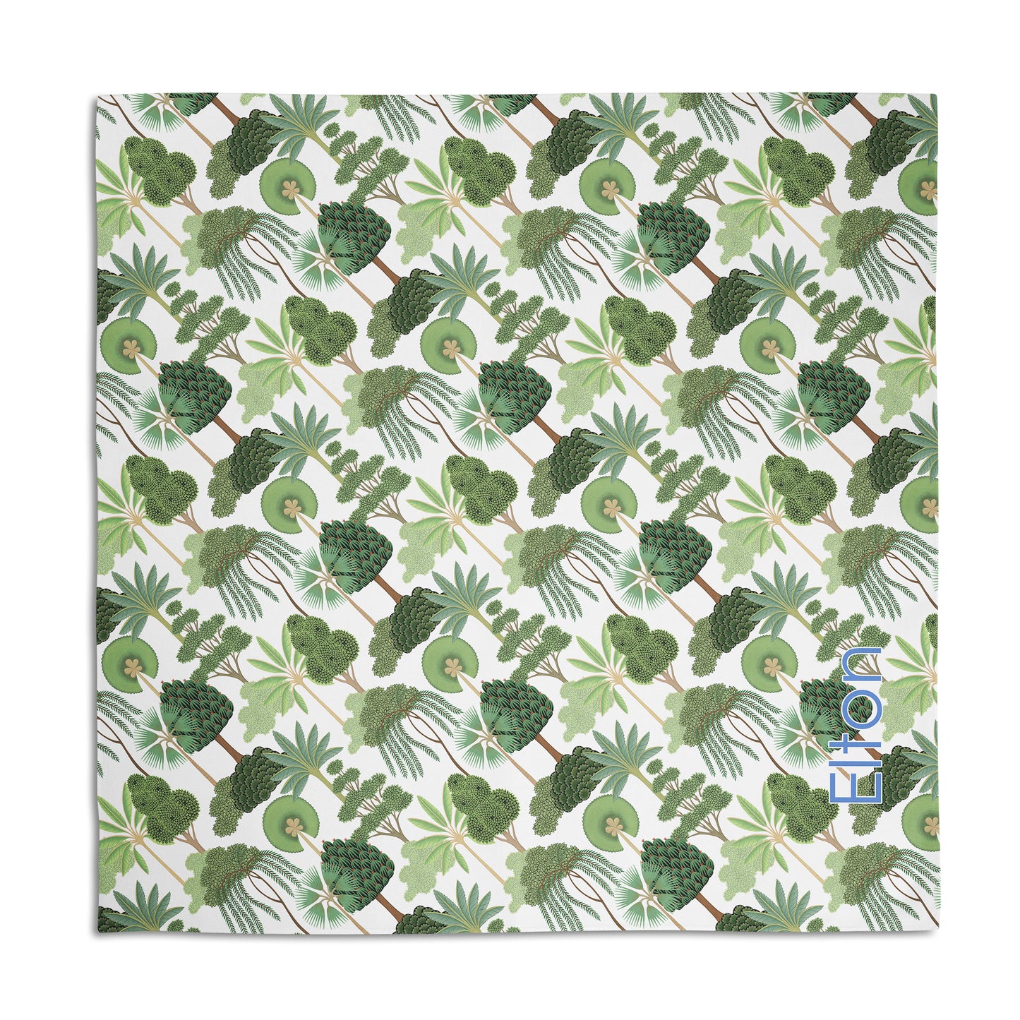 Tropical Trees Personalized Dog Bandana, Custom Pet Bandana, Green & White