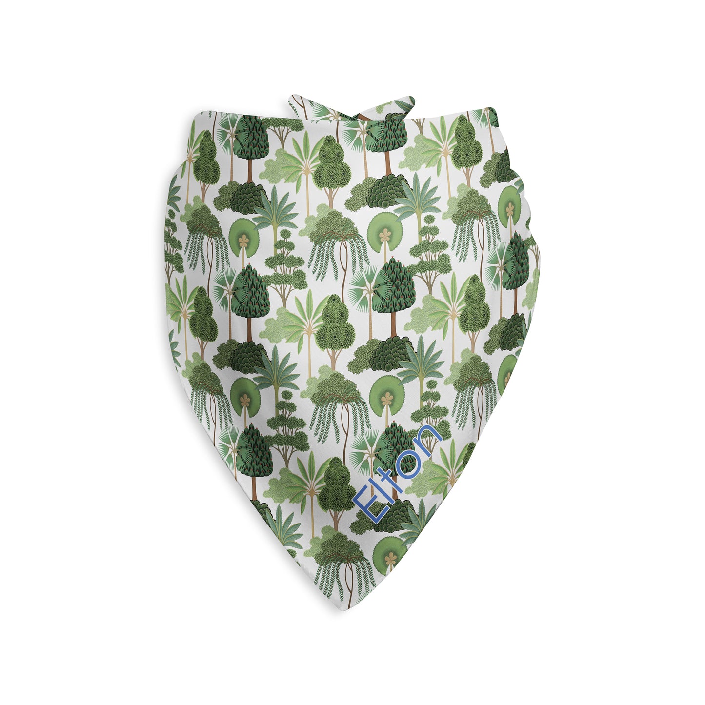 Personalized Dog Bandana with Tropical Palm Tree Print on white background