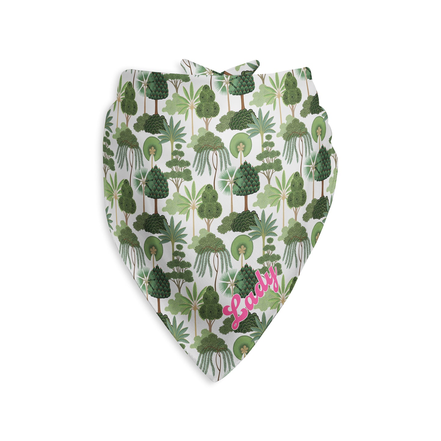 Tropical Trees Personalized Dog Bandana, Custom Pet Bandana, Green & White