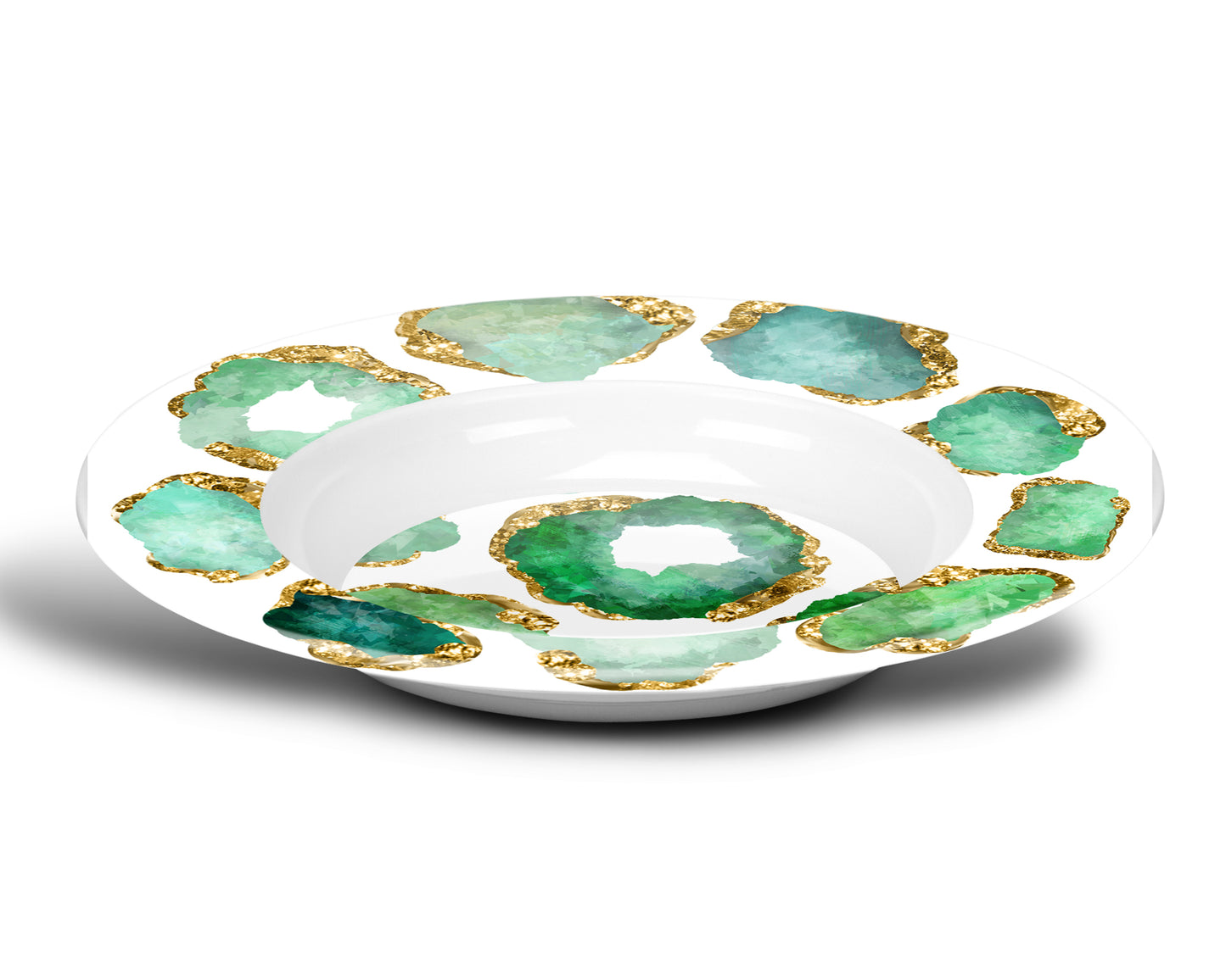 Luxury Emerald & Gold Gemstone Plastic Bowls - Choose Single or Set