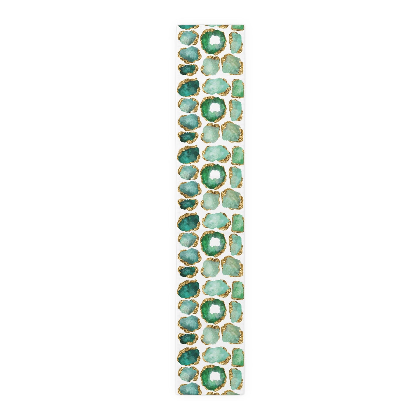 Gemstone Print Table Runner, Emerald and Gold