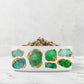 Jewel Encrusted Ceramic Pet Bowl, Emerald Green and Gold