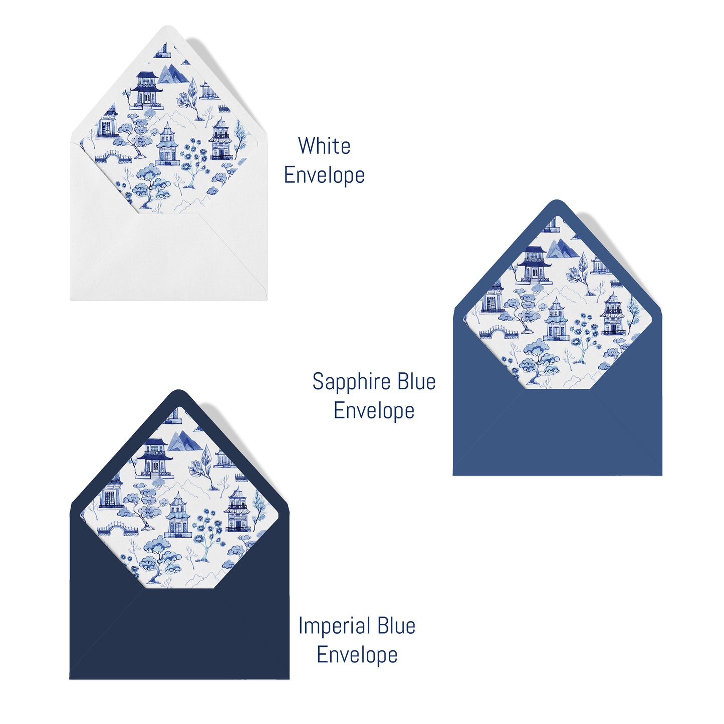 Personalized Chinoiserie Toile Notecards, Custom Stationery Set, Blue & White