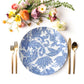 Botanical Plates, White & Blue Floral Batik Print, Luxury Thermosaf Plastic, Choose Single or Set