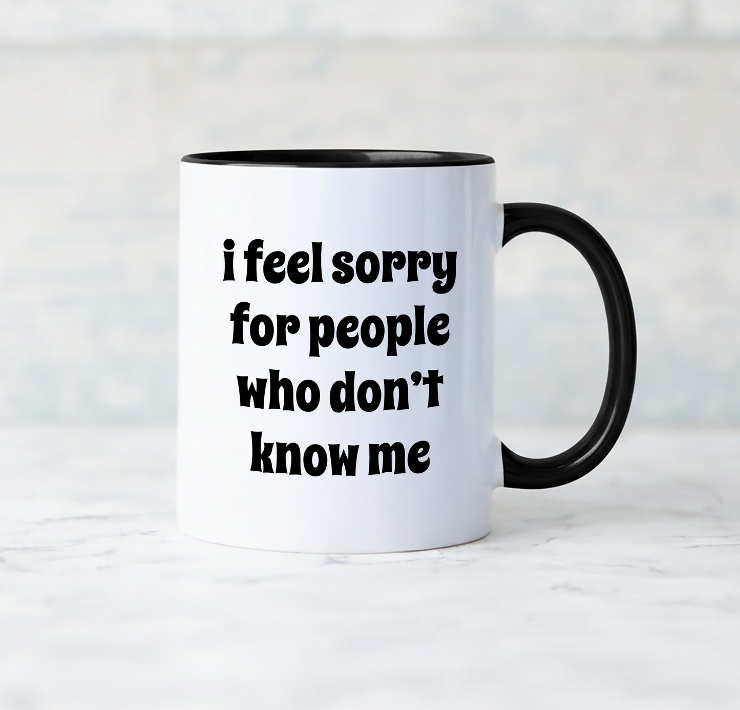 Funny Dressed-Up Dog Mug — Vintage Dog with Polka Dot Glasses, "I feel sorry for people who don't know me"