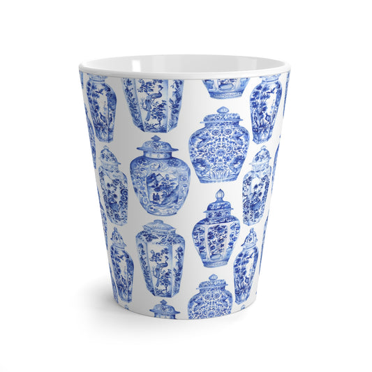 Chinoiserie Ginger Jars Ceramic Mug - Blue & White, 12oz Latte Mug