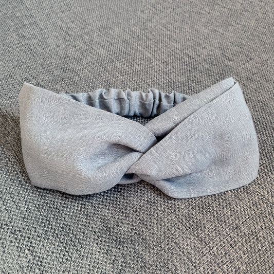 Light Gray Linen Turban Headband Handmade
