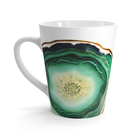 Mug with a green agate design on a white background