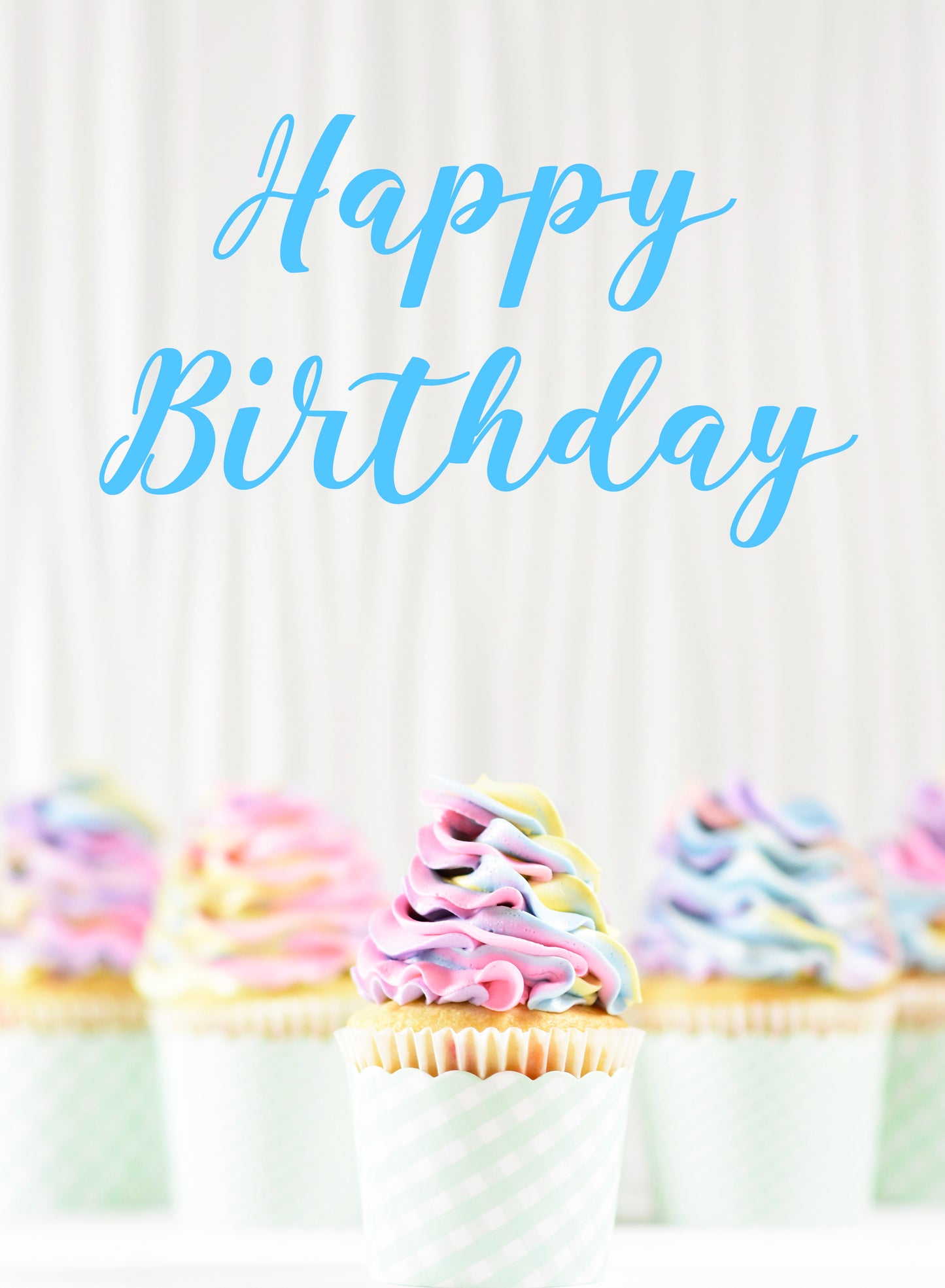 Birthday E-Gift Cards with colorful cupcakes delivered by email