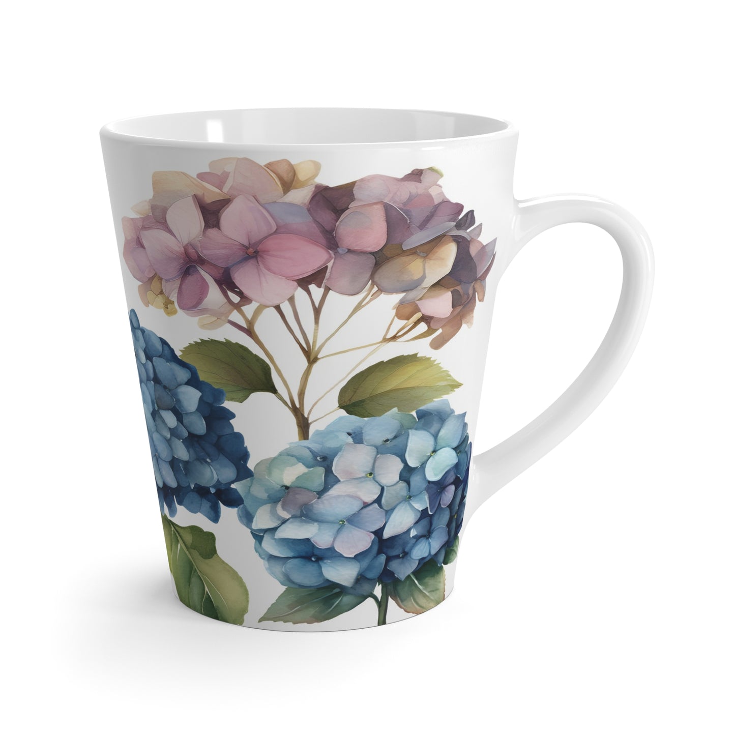 Watercolor Hydrangea Flowers Ceramic Mug - 12oz Latte Mug